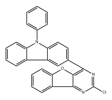 2-Chloro-4-(9-phenyl-9H-carbazol-3-yl)benzofuro[3,2-d]pyrimidine 结构式
