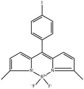 Boron, difluoro[2-[(4-iodophenyl)(5-methyl-2H-pyrrol-2-ylidene-κN)methyl]-5-methyl-1H-pyrrolato-κN]-, (T-4)- 化学構造式