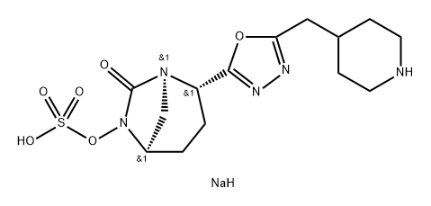 Sulfuric acid, mono[(1R,2S,5R)-7-oxo-2-[5-(4- piperidinylmethyl)-1,3,4-oxadiazol-2-yl]-1,6- diazabicyclo[3.2.1]oct-6-yl] ester, sodium salt (1:1) Structure