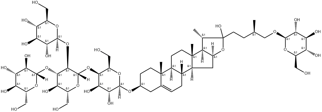 (3β,25R)-26-(β-D-Glucopyranosyloxy)-22-hydroxyfurost-5-en-3-yl O-β-D-glucopyranosyl-(1→2)-O-[β-D-glucopyranosyl-(1→3)]-O-β-D-glucopyranosyl-(1→4)-β-D-galactopyranoside (ACI)|(25R)-26-氧-Β-D-葡萄吡喃糖基-22-羟基-呋甾-5(6)-烯-3Β,26-二醇-3-氧-Β-D-葡萄吡喃糖基(1→2) [Β-D-葡萄吡喃糖基(1→3)]-Β-D-葡萄吡喃糖基(1→4)-Β-D-半乳吡喃糖苷