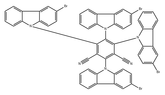 2,4,5,6-tetrakis(3-bromocarbazol-9-yl)-1,3-dicyanobenzene 结构式