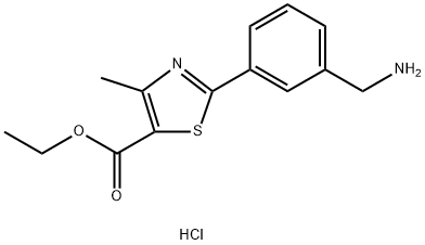 2-(3-(氨基甲基)苯基)-4-甲基噻唑-5-羧酸乙酯盐酸盐,1803601-77-5,结构式