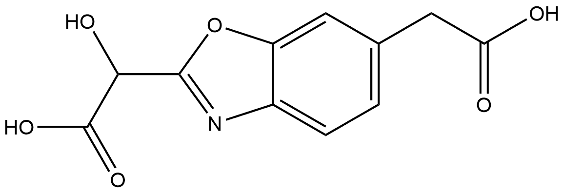 2-(Carboxy(hydroxy)methyl)benzo[d]oxazole-6-acetic acid Struktur