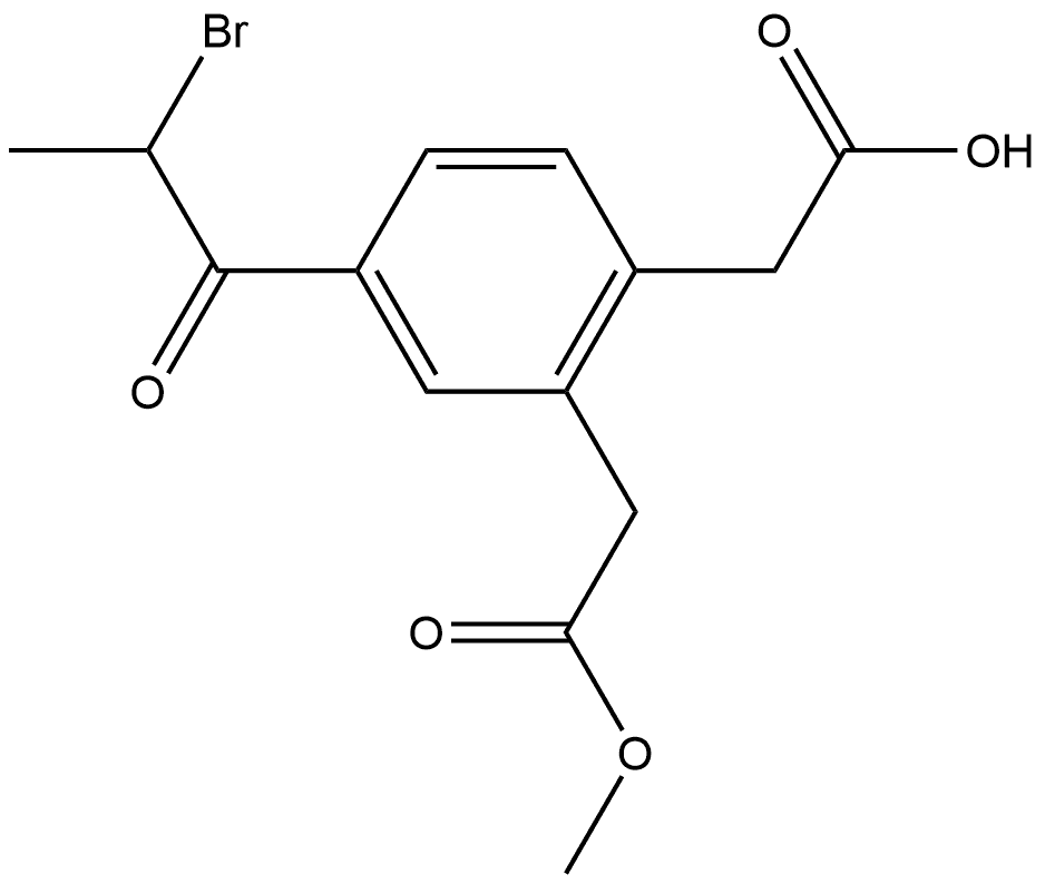 Methyl 5-(2-bromopropanoyl)-2-(carboxymethyl)phenylacetate,1804048-30-3,结构式