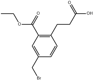 Ethyl 5-(bromomethyl)-2-(2-carboxyethyl)benzoate 结构式