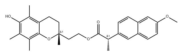 2-Naphthaleneacetic acid, 6-methoxy-α-methyl-, 2-[(2R)-3,4-dihydro-6-hydroxy-2,5,7,8-tetramethyl-2H-1-benzopyran-2-yl]ethyl ester, (αS)- Structure