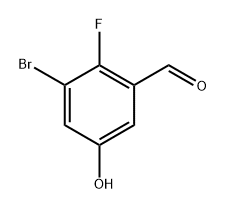 3-bromo-2-fluoro-5-hydroxybenzaldehyde 化学構造式