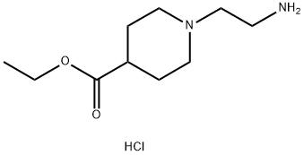 4-Piperidinecarboxylic acid, 1-(2-aminoethyl)-, ethyl ester, hydrochloride (1:1) Structure