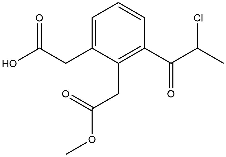 Methyl 2-(carboxymethyl)-6-(2-chloropropanoyl)phenylacetate Struktur