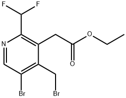 Ethyl 5-bromo-4-(bromomethyl)-2-(difluoromethyl)pyridine-3-acetate 化学構造式