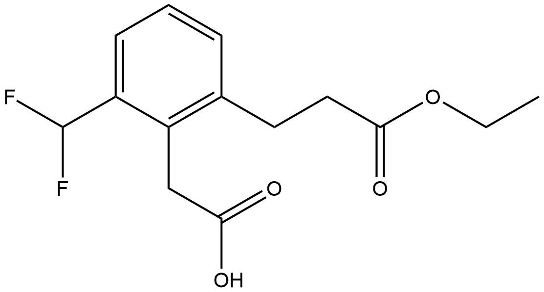 2-(Difluoromethyl)-6-(3-ethoxy-3-oxopropyl)phenylacetic acid Structure