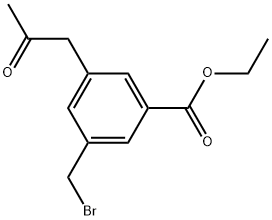 Ethyl 3-(bromomethyl)-5-(2-oxopropyl)benzoate 结构式