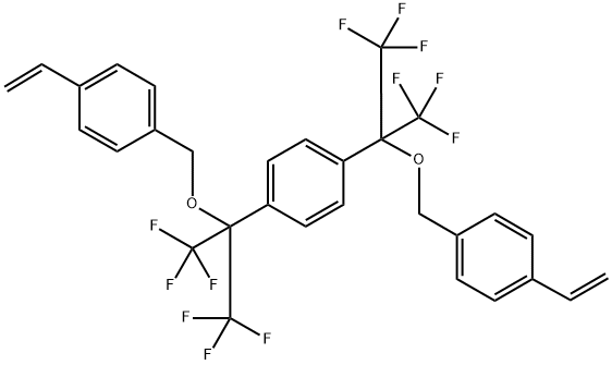 1,4-双[1-[(4-乙烯基苯基)甲氧基]-2,2,2-三氟-1-(三氟甲基)乙基]苯, 1807901-18-3, 结构式