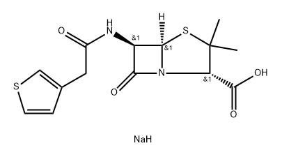 sodium (2S,5R,6R)-3,3-dimethyl-7-oxo-6-[2-(thiophen-3-yl)acetamido]-4-thia-1-azabicyclo[3.2.0]heptane-2-carboxylate Structure