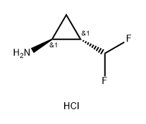 trans,rel-(1R,2R)-2-(difluoromethyl)cyclopropan-1-amine hydrochloride Struktur