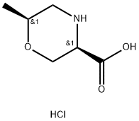 3-Morpholinecarboxylic acid, 6-methyl-, hydrochloride (1:1), (3R,6S)-rel- Structure