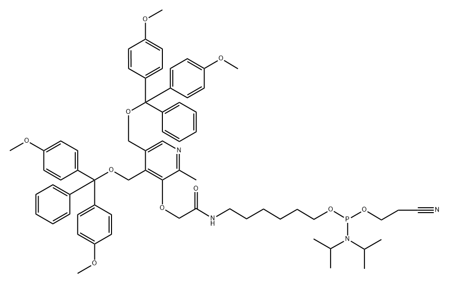 bisDMT-pyridoxine-C6-CE-phosphoramidite Structure