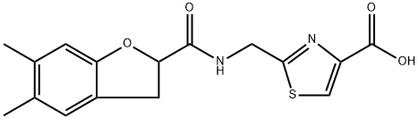 2-((5,6-dimethyl-2,3-dihydrobenzofuran-2-carboxamido)methyl)thiazole-4-carboxylic? acid 结构式