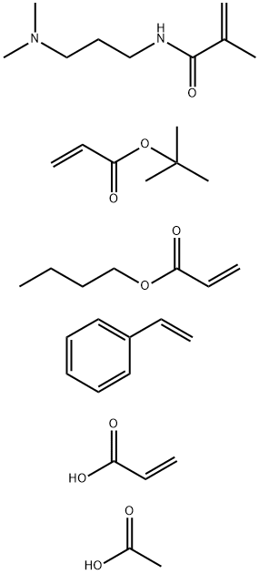 2-Propenoic acid, polymer with butyl 2-propenoate, N-3-(dimethylamino)propyl-2-methyl-2-propenamide, 1,1-dimethylethyl 2-propenoate and ethenylbenzene, acetate,181183-58-4,结构式