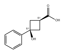 cis-3-hydroxy-3-phenyl-cyclobutanecarboxylic acid Structure