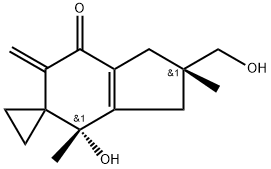 Spiro[cyclopropane-1,5'-[5H]inden]-7'(6'H)-one, 1',2',3',4'-tetrahydro-4'-hydroxy-2'-(hydroxymethyl)-2',4'-dimethyl-6'-methylene-, (2'R,4'S)-rel-(+)- Structure