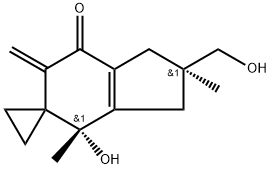 Spiro[cyclopropane-1,5'-[5H]inden]-7'(6'H)-one, 1',2',3',4'-tetrahydro-4'-hydroxy-2'-(hydroxymethyl)-2',4'-dimethyl-6'-methylene-, (2'S,4'S)-rel-(-)- Struktur
