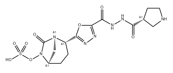 5-[(1R,2S,5R)-7-Oxo-6-(sulfooxy)-1,6-diazab icyclo[3.2.1]oct-2-yl]-1,3,4-oxadiazole-2- carboxylic acid 2-[2-[(3R)-3-pyrrolidin ylcarbonyl]hydrazide] Structure