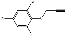 1,5-Dichloro-3-iodo-2-(2-propyn-1-yloxy)benzene 化学構造式