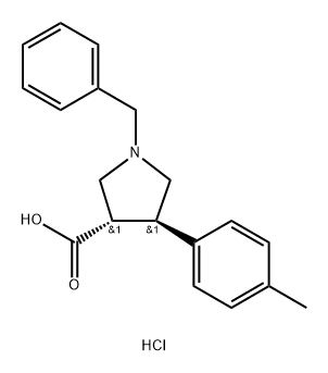 trans-1-benzyl-4-(4-methylphenyl)pyrrolidine-3-carboxylic acid hydrochloride,1820581-28-9,结构式