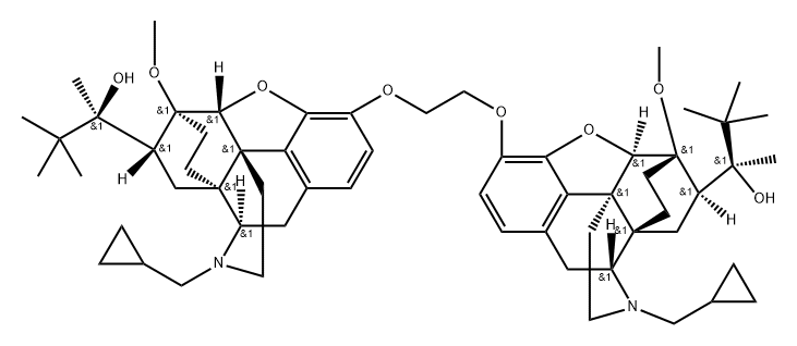 6,14-Ethenomorphinan-7-methanol, 3,3'-[1,2-ethanediylbis(oxy)]bis[17-(cyclopropylmethyl)-α-(1,1-dimethylethyl)-4,5-epoxy-18,19-dihydro-6-methoxy-α-methyl-, (αS,5α,7α)-(α'S,5'α,7'α)- Structure