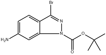 tert-butyl 6-amino-3-bromo-1H-indazole-1-carboxylate 化学構造式