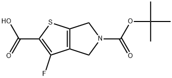 5-(tert-butoxycarbonyl)-3-fluoro-5,6-dihydro-4H-thieno[2,3-c]pyrrole-2-carboxylic acid 化学構造式