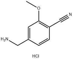 4-(氨甲基)-2-甲氧基苄腈盐酸盐, 182292-00-8, 结构式
