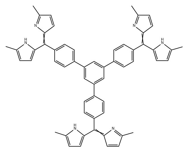 1H-Pyrrole, 2,2'-[[5'-[4-[(5-methyl-1H-pyrrol-2-yl)(5-methyl-2H-pyrrol-2-ylidene)methyl]phenyl][1,1':3',1''-terphenyl]-4,4''-diyl]bis[(5-methyl-2H-pyrrol-2-ylidene)methylene]]bis[5-methyl-,1823160-52-6,结构式