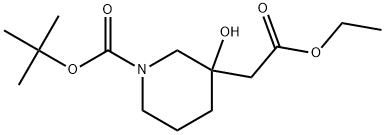 tert-butyl 3-(2-ethoxy-2-oxoethyl)-3-hydroxypiperidine-1-carboxylate 结构式