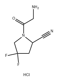 2-Pyrrolidinecarbonitrile, 1-(2-aminoacetyl)-4,4-difluoro-, hydrochloride (1:1) Structure