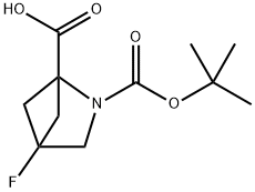 2-(叔丁氧基羰基)-4-氟-2-氮杂双环[2.1.1]己烷-1-羧酸, 1824278-88-7, 结构式