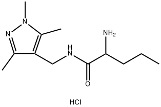 2-Amino-N-((1,3,5-trimethyl-1H-pyrazol-4-yl)methyl)pentanamide hydrochloride Structure