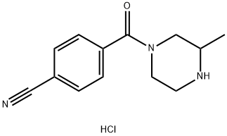 4-(3-甲基哌嗪-1-羰基)苯甲腈盐酸盐 结构式