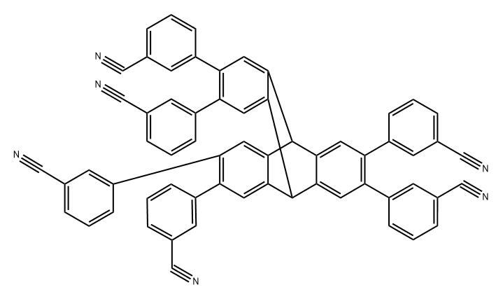 2,3,6,7,14,15-hexakis(3-cyanophenyl)triptycene 化学構造式