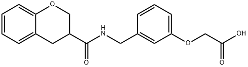 2-(3-((chroman-3-carboxamido)methyl)phenoxy)acetic acid 化学構造式