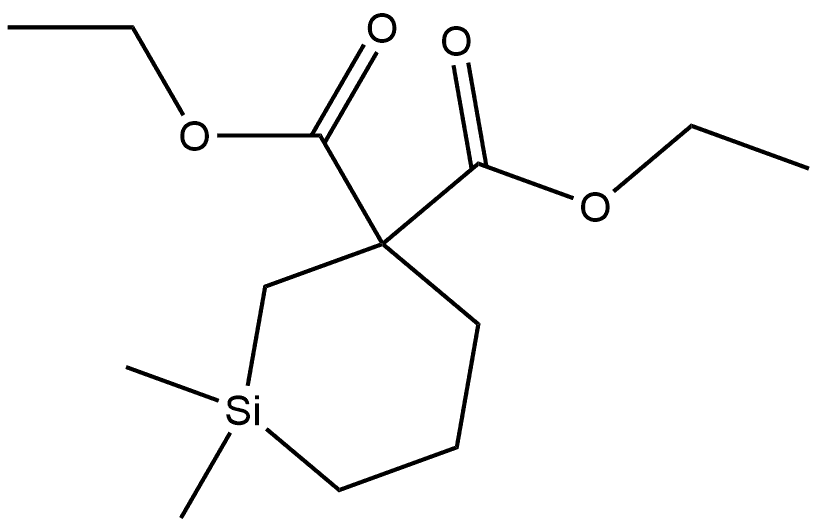 Silacyclohexane-3,3-dicarboxylic acid, 1,1-dimethyl-, 3,3-diethyl ester Structure