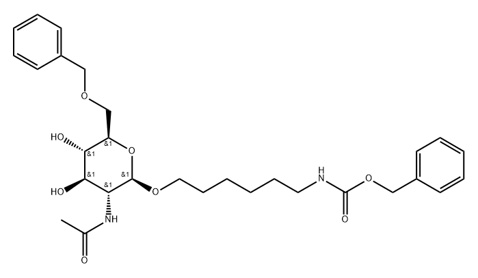 Carbamic acid, 6-2-(acetylamino)-2-deoxy-6-O-(phenylmethyl)-.beta.-D-glucopyranosyloxyhexyl-, phenylmethyl ester,184293-97-8,结构式