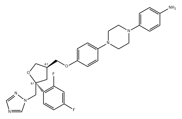 4-(4-{4-[(3R,5R)-5-(2,4-DIFLUORO-PHENYL)-5-[1,2,4]TRIAZOL-1-YLMETHYL-TETRAHYDRO-FURAN-3-YLMETHOXY]-PHENYL}-PIPERAZIN-1-YL)-PHENYLAMINE Structure