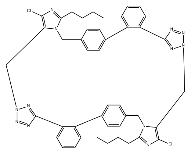 5H,18H,23H,36H-6,9:24,27-Dietheno-17,14:35,32-dinitrilobenzo[m]diimidazo[5,1-f:5',1'-t][2,3,4,7,16,17,18,21]benzoctaazacyclooctacosine, 3,21-dibutyl-1,19-dichloro- Struktur