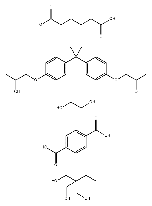 1,4-Benzenedicarboxylic acid polymer with 1,4-butanedicarboxylic acid, 1,2-ethanediol, 2-ethyl-2-hydroxymethyl-1,3-propanediol, 1,1-[(1-methylethylidene )bis(4,1-phenyleneoxy)] bis[2-propanol] Struktur