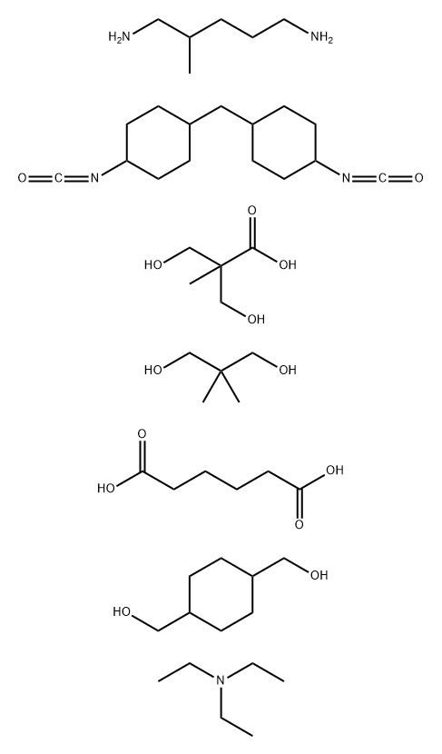 Hexanedioic acid, polymer with 1,4-cyclohexanedimethanol, 2,2-dimethyl-1,3-propanediol, 3-hydroxy-2-(hydroxymethyl)-2-methylpropanoic acid, 1,1-methylenebis4-isocyanatocyclohexane and 2-methyl-1,5-pentanediamine, compd. with N,N-diethylethanamine,185221-20-9,结构式