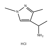 1H-Pyrazole-4-methanamine, α,1,3-trimethyl-, hydrochloride (1:2) 化学構造式