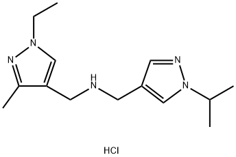 1-(1-ethyl-3-methyl-1H-pyrazol-4-yl)-N-[(1-isopropyl-1H-pyrazol-4-yl)methyl]methanamine 化学構造式