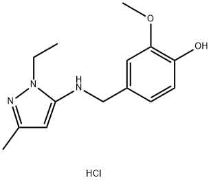 4-{[(1-ethyl-3-methyl-1H-pyrazol-5-yl)amino]methyl}-2-methoxyphenol 结构式